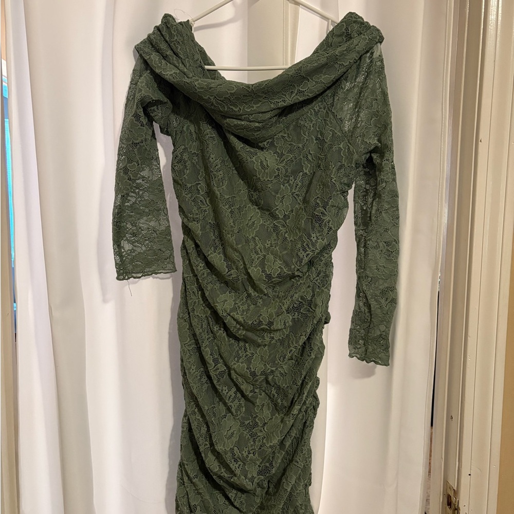 Lily Rose Olive Lace Long Sleeve Dress
